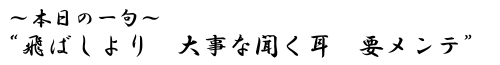 本日の一句 「飛ばしより 大事な聞く耳 要メンテ」